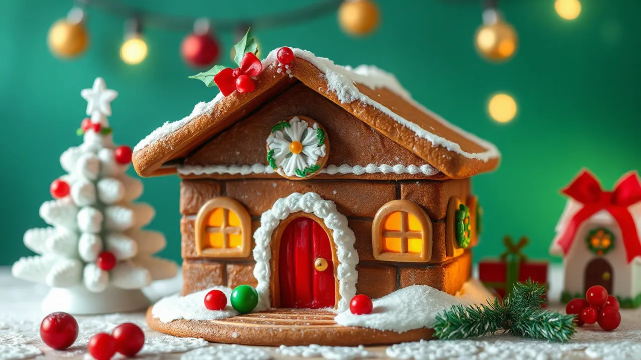 Sweet Christmas Treats in Christmas House Cake Recipe image