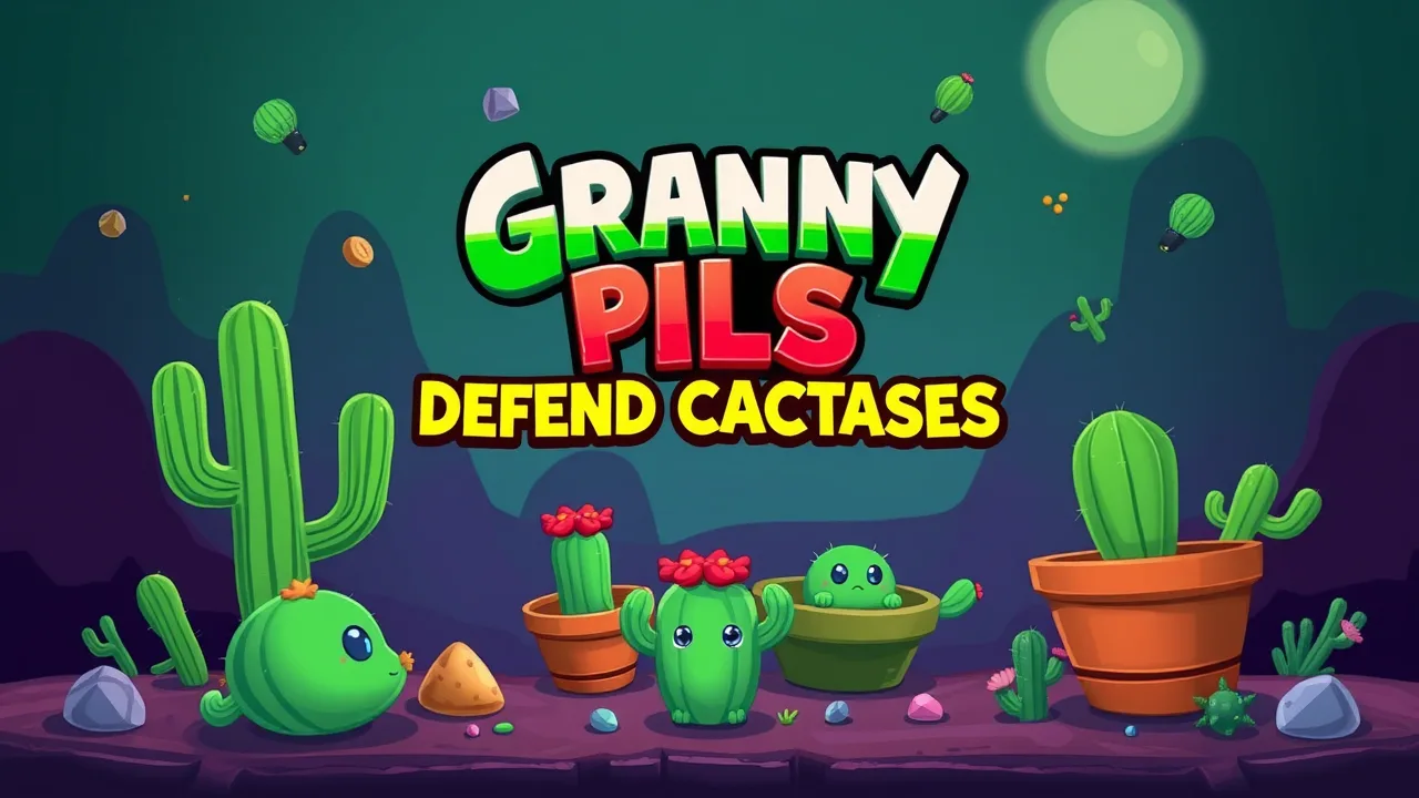 Granny Pills: Defend Cactuses - Alien Invasion Tower Defense image