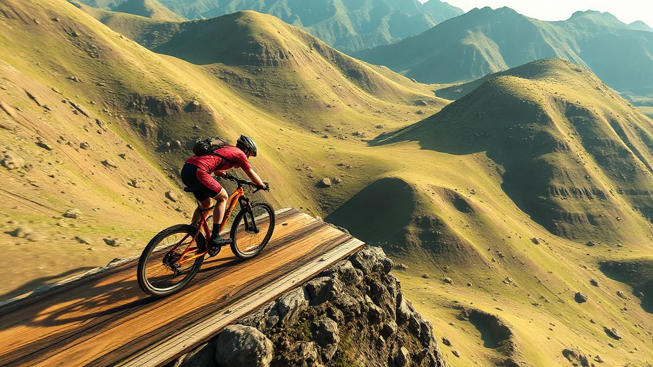 Ride the Ridge with uphill offroad bicycle rider image