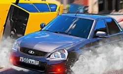 Russia Rider Drift in City background